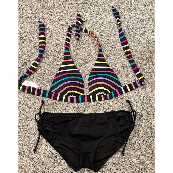 Victoria's Secret Bikini Swimsuit Set Womens Size M Multicolored Stripes - Picture 6 of 9